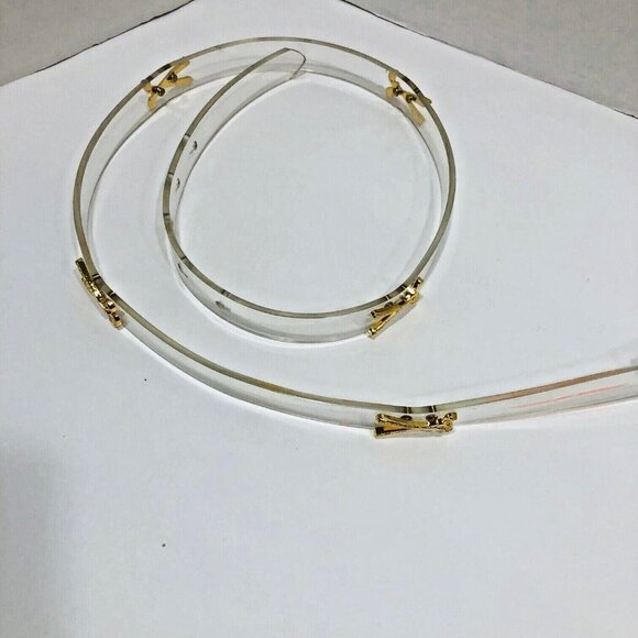 Golf Belt Clear PVC Medium Unisex Crossed Gold Tone Golf Clubs - Picture 4 of 5